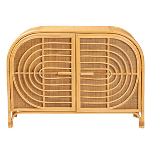 Baxton Studio bali Ovalet Modern Bohemian Rattan Sideboard - Handcrafted 2-Door Cabinet for Stylish Storage Solutions Ovalet-Rattan-Cabinet