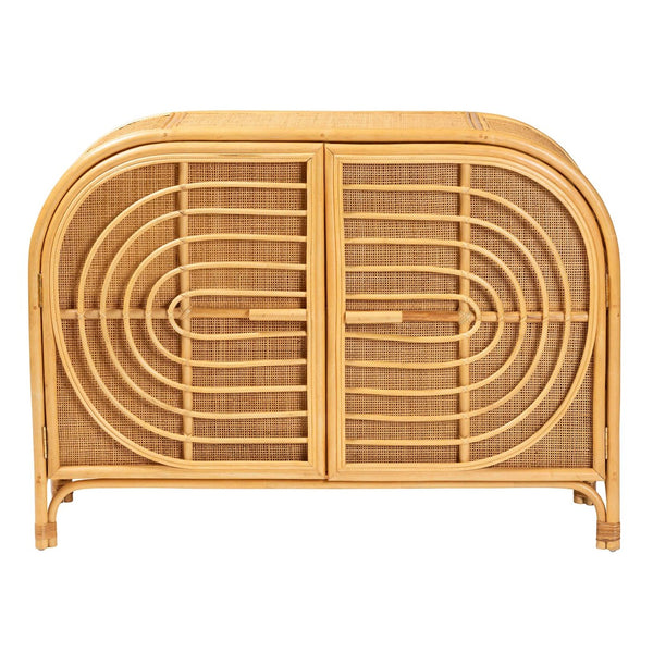 Baxton Studio bali Ovalet Modern Bohemian Rattan Sideboard - Handcrafted 2-Door Cabinet for Stylish Storage Solutions Ovalet-Rattan-Cabinet
