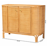 Baxton Studio bali & pari Serissa Modern Bohemian Natural Brown Rattan 2-Door Storage Cabinet