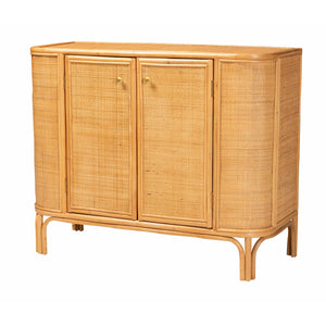 Baxton Studio bali & pari Serissa Modern Bohemian Natural Brown Rattan 2-Door Storage Cabinet