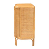 Baxton Studio bali & pari Serissa Modern Bohemian Natural Brown Rattan 2-Door Storage Cabinet