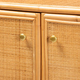 Baxton Studio bali & pari Serissa Modern Bohemian Natural Brown Rattan 2-Door Storage Cabinet