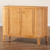 Baxton Studio bali & pari Serissa Modern Bohemian Natural Brown Rattan 2-Door Storage Cabinet