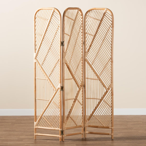 Baxton Studio bali Firenze Modern Bohemian Natural Rattan Room Divider - Handcrafted, Lightweight, Fully Assembled DIV007-Rattan-Natural-RD