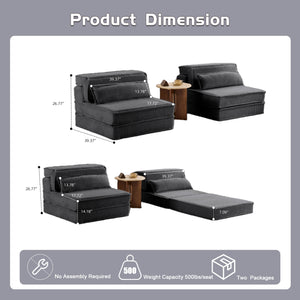 English Elm Compression Modular Sofa Bed – Versatile, No Assembly Needed, Pet-Friendly Fleece, Oversized Comfort! W3723S00049