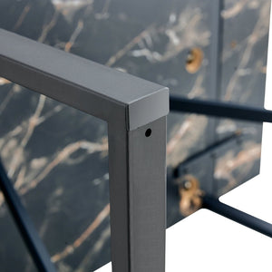 English Elm Table Modern Black Marble Mdf Dining Set With 4 Ergonomic Light Gray Chairs For Stylish Spaces W1151S02527-GIGA