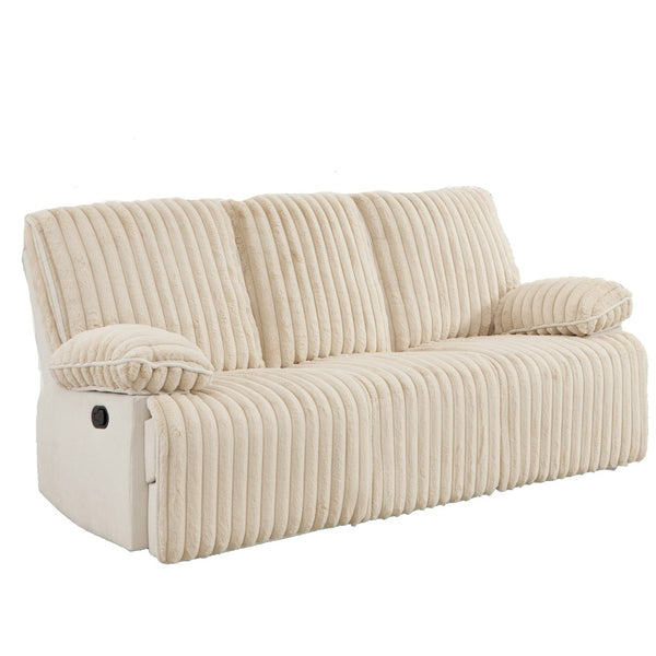 English Elm Manual Reclining Three Seat Corduroy Sofa with Cup Holders for Home Theater W3900S00004