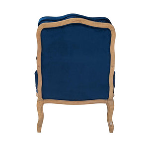 Baxton Studio Baxton Studio Jules Navy Blue Accent Chair - Elegant French Design with Plush Comfort & Wood Frame BBT5470-Navy Blue/French Oak-Chair