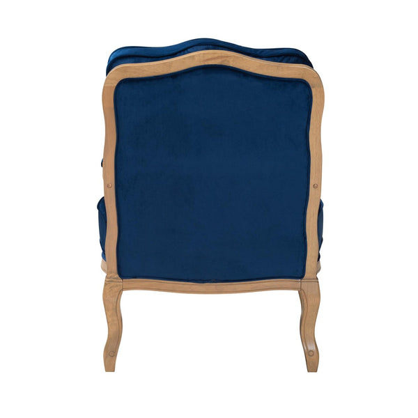 Baxton Studio Baxton Studio Jules Navy Blue Accent Chair - Elegant French Design with Plush Comfort & Wood Frame BBT5470-Navy Blue/French Oak-Chair