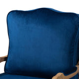 Baxton Studio Jules Traditional Navy Blue Fabric and French Oak Brown Finished Wood Accent Chair