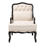 Baxton Studio Dion Traditional French Cream Fabric and Wenge Brown Finished Wood Accent Chair