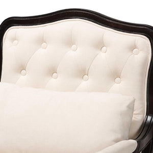 Baxton Studio Baxton Studio Dion Traditional French Accent Chair in Cream Fabric with Wenge Brown Wood Finish BBT5470.12 A1-Cream/Wenge-Chair