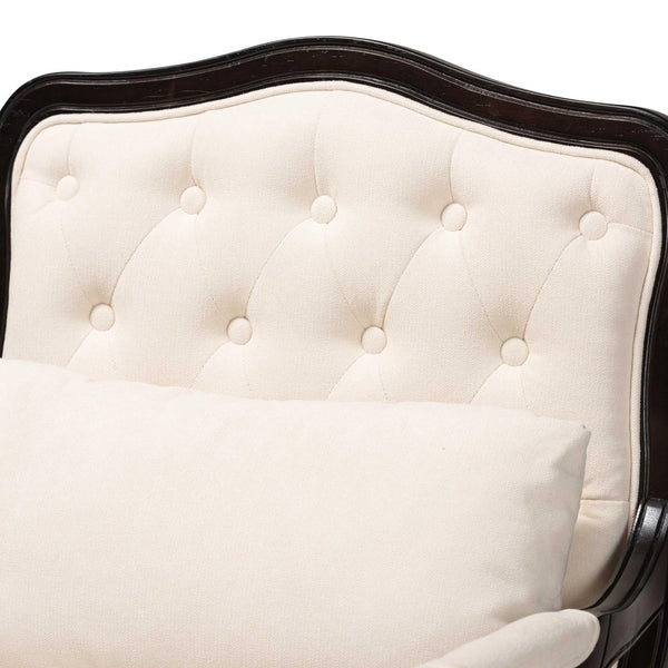 Baxton Studio Baxton Studio Dion Traditional French Accent Chair in Cream Fabric with Wenge Brown Wood Finish BBT5470.12 A1-Cream/Wenge-Chair