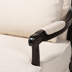 Baxton Studio Baxton Studio Dion Traditional French Accent Chair in Cream Fabric with Wenge Brown Wood Finish BBT5470.12 A1-Cream/Wenge-Chair