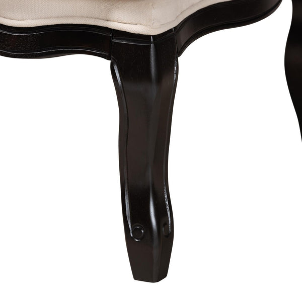 Baxton Studio Baxton Studio Dion Traditional French Accent Chair in Cream Fabric with Wenge Brown Wood Finish BBT5470.12 A1-Cream/Wenge-Chair