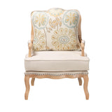 Baxton Studio Andre Traditional French Quilted Fabric and Whitewash Finished Wood Accent Chair