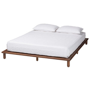 Baxton Studio Baxton Studio Alivia Mid-Century Modern Walnut Brown Bed Frame for a Stylish Bedroom Sanctuary King SW8539-Walnut-King