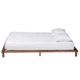 Baxton Studio Alivia Mid-Century Modern Walnut Brown Finished Wood Queen Size Bed Frame