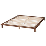 Baxton Studio Alivia Mid-Century Modern Walnut Brown Finished Wood Queen Size Bed Frame