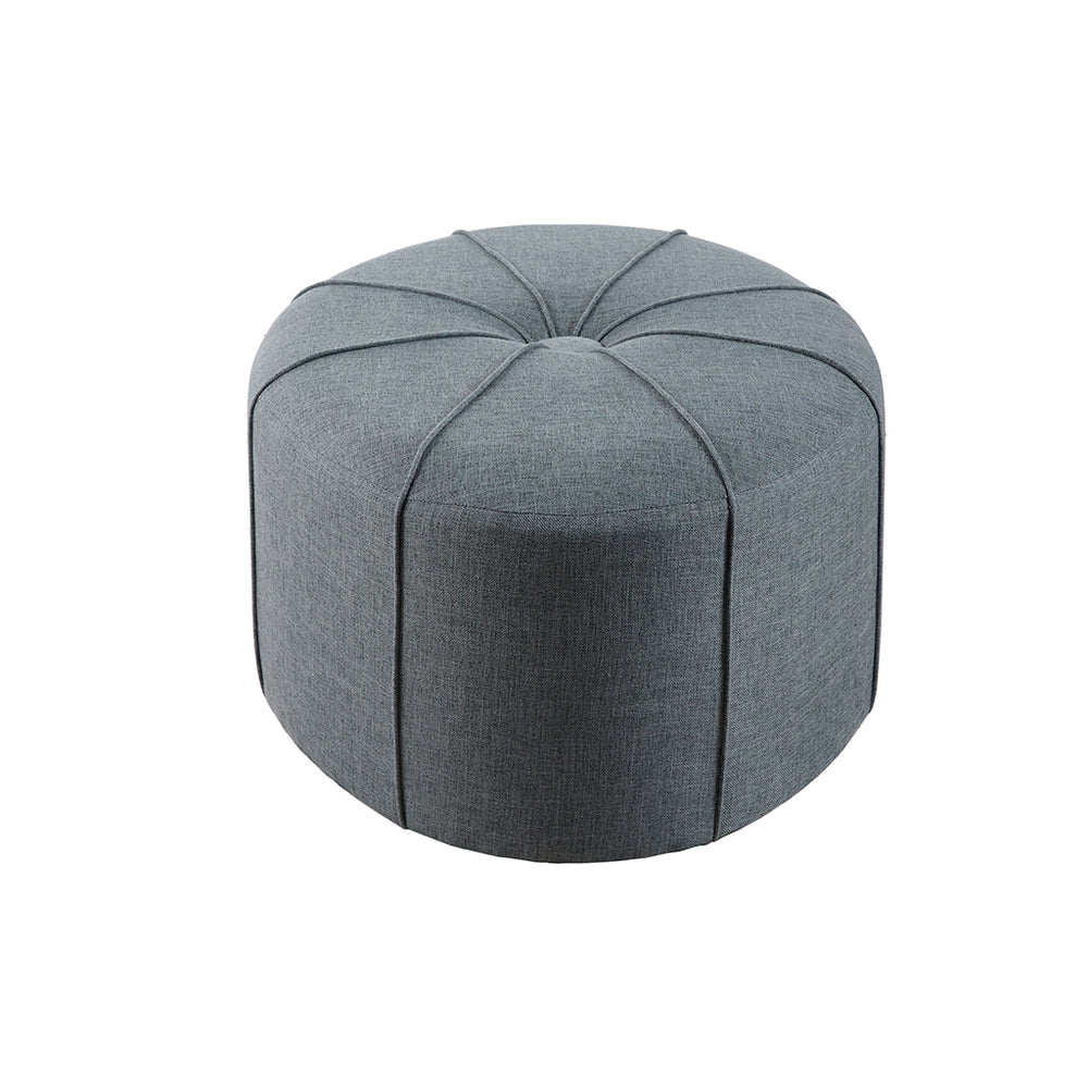 JLA Home Madison Park - Oval Oversized Ottoman in Charcoal Flannel — Tufted Button, Thick Welting, No Assembly, Versatile Seating Surface MP101-0199