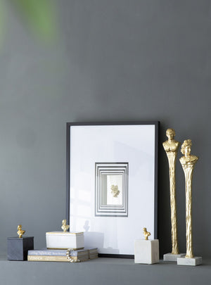 English Elm 5.5X5.5X32" Elegant Gold Roman Statue On White Marble Base - Timeless Decor For Modern Spaces W2078P172357