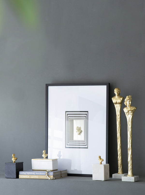 English Elm 5.5X5.5X32" Elegant Gold Roman Statue On White Marble Base - Timeless Decor For Modern Spaces W2078P172357