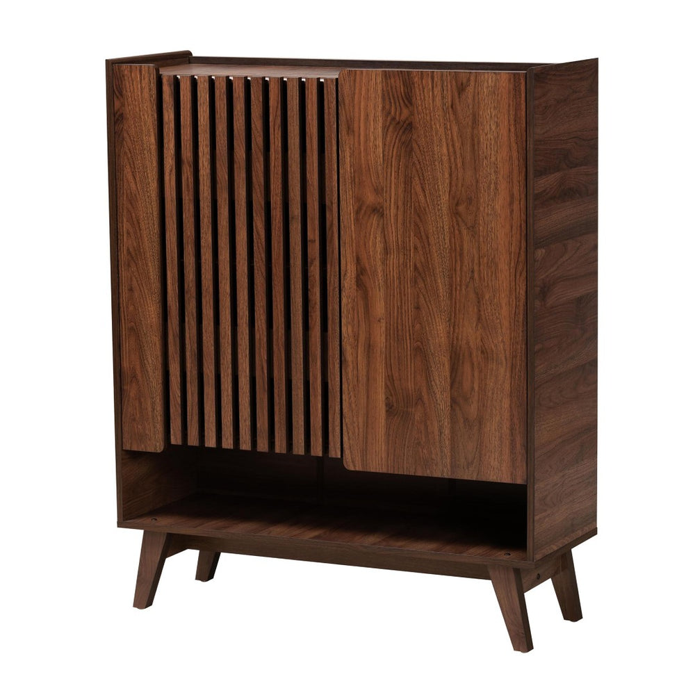 Baxton Studio Baxton Studio Paricia Mid-Century Modern Walnut Brown Shoe Cabinet with Smart Storage Solutions SESC70340WI-CLB-Shoe Cabinet