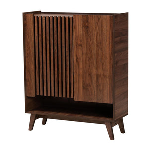 Baxton Studio Baxton Studio Paricia Mid-Century Modern Walnut Brown Shoe Cabinet with Smart Storage Solutions SESC70340WI-CLB-Shoe Cabinet