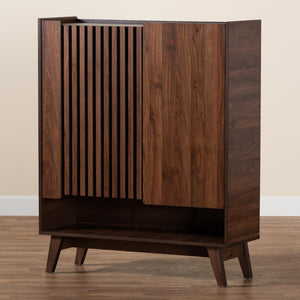 Baxton Studio Baxton Studio Paricia Mid-Century Modern Walnut Brown Shoe Cabinet with Smart Storage Solutions SESC70340WI-CLB-Shoe Cabinet