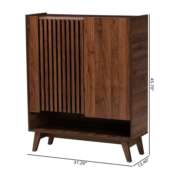 Baxton Studio Baxton Studio Paricia Mid-Century Modern Walnut Brown Shoe Cabinet with Smart Storage Solutions SESC70340WI-CLB-Shoe Cabinet