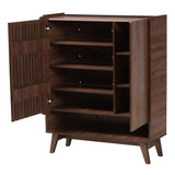 Baxton Studio Paricia Mid-Century Modern Walnut Brown Finished Wood Shoe Cabinet