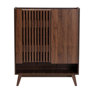 Baxton Studio Baxton Studio Paricia Mid-Century Modern Walnut Brown Shoe Cabinet with Smart Storage Solutions SESC70340WI-CLB-Shoe Cabinet