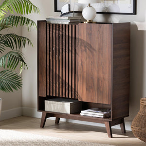 Baxton Studio Baxton Studio Paricia Mid-Century Modern Walnut Brown Shoe Cabinet with Smart Storage Solutions SESC70340WI-CLB-Shoe Cabinet