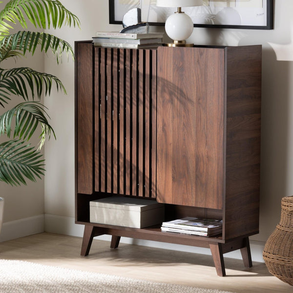 Baxton Studio Baxton Studio Paricia Mid-Century Modern Walnut Brown Shoe Cabinet with Smart Storage Solutions SESC70340WI-CLB-Shoe Cabinet