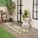 Nourison Aloha ALH33 Machine Made Power-loomed Narrow Border Indoor/Outdoor Outdoor Tropical Rug Ivory Green, Ivory Green 100% Polypropylene 99446953469