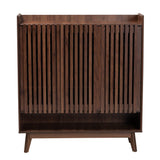 Baxton Studio Delaire Mid-Century Modern Walnut Brown Finished Wood Shoe Cabinet
