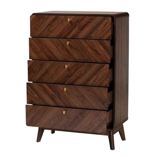 Baxton Studio Baxton Studio Markell 5-Drawer Chest - Mid-Century Modern Walnut Storage Solution for Your Bedroom LV44COD4423WI-CLB-5DW-Chest