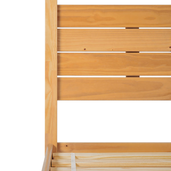English Elm Walker Edison - Modern Pine Queen Canopy Bedframe – Minimalist Boho Slatted Headboard, Solid Pine, No Box Spring B185P169170