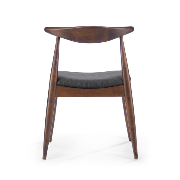 English Elm [video] 5-piece Mid-century Rubberwood Dining Set with Upholstered Chairs for Family Meals Charcoal,Walnut N759S002011F