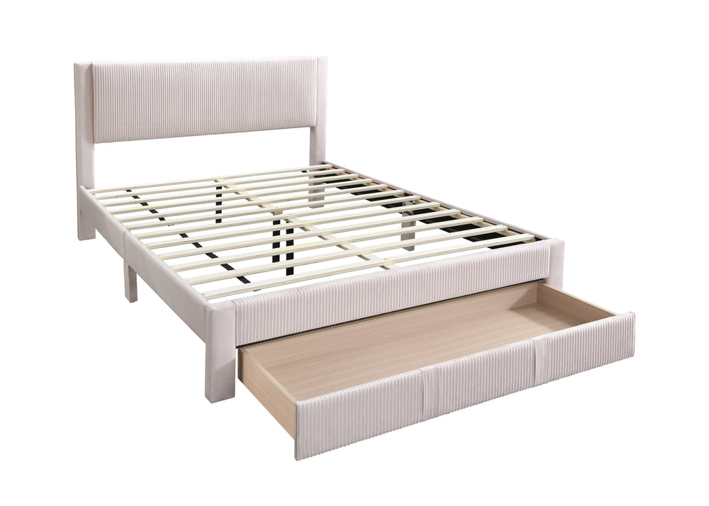English Elm Contemporary Corduroy Upholstered Queen Platform Bed with Plush Headboard and Under-Drawer Storage Light Pink 62 L x 24 W x 10 H B011P238967