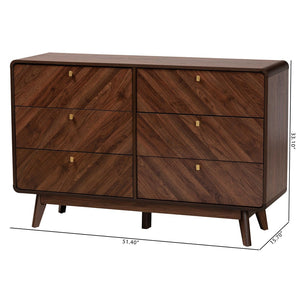 Baxton Studio Baxton Studio Markell 6-Drawer Mid-Century Modern Dresser in Walnut Brown for Stylish Storage Solutions LV44COD44231WI-CLB-6DW-Dresser