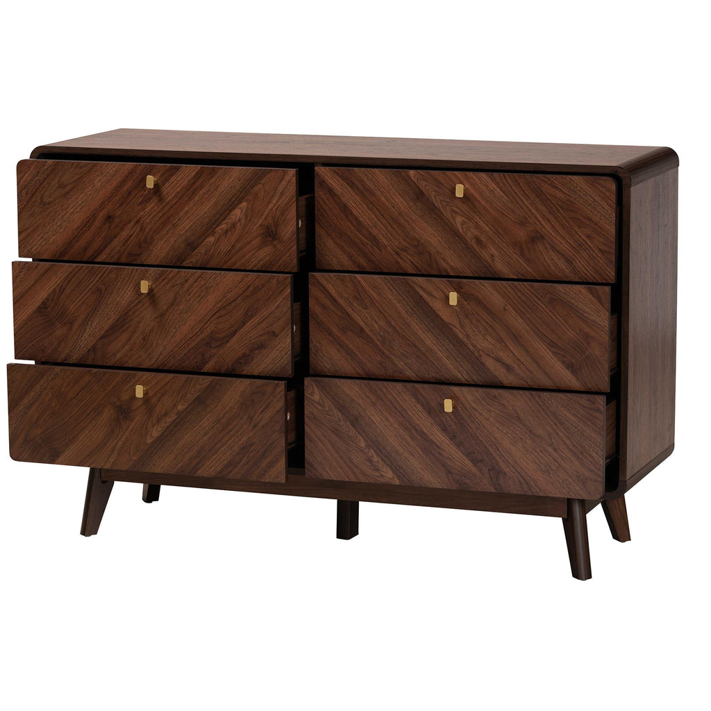 Markell Mid Century Modern Transitional Walnut Brown Finished Wood