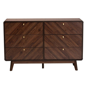 Baxton Studio Baxton Studio Markell 6-Drawer Mid-Century Modern Dresser in Walnut Brown for Stylish Storage Solutions LV44COD44231WI-CLB-6DW-Dresser