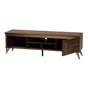 Baxton Studio Baxton Studio Graceland Mid-Century Walnut Brown 2-Door TV Stand with Open Shelves & Cord Management LV45TV4512WI-CLB-TV Stand