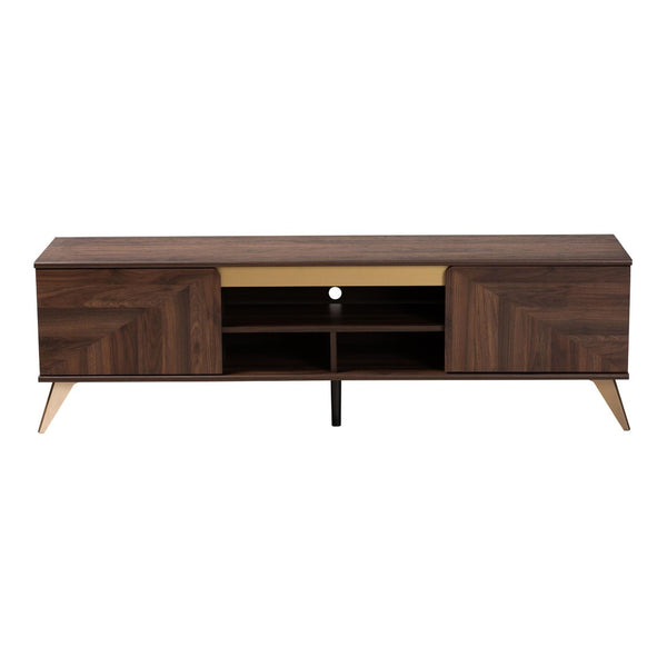 Baxton Studio Baxton Studio Graceland Mid-Century Walnut Brown 2-Door TV Stand with Open Shelves & Cord Management LV45TV4512WI-CLB-TV Stand