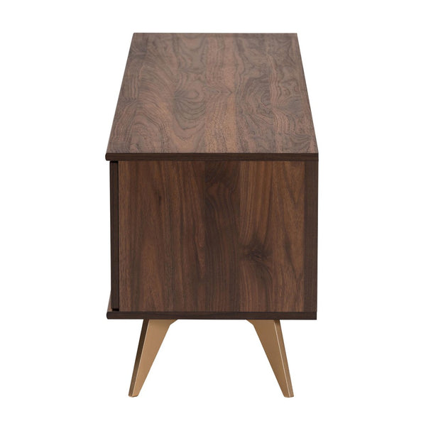 Baxton Studio Baxton Studio Graceland Mid-Century Walnut Brown 2-Door TV Stand with Open Shelves & Cord Management LV45TV4512WI-CLB-TV Stand