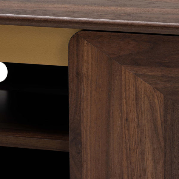 Baxton Studio Baxton Studio Graceland Mid-Century Walnut Brown 2-Door TV Stand with Open Shelves & Cord Management LV45TV4512WI-CLB-TV Stand