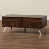 Baxton Studio Graceland Mid-Century Modern Transitional Walnut Brown Finished Wood 2-Drawer Coffee Table