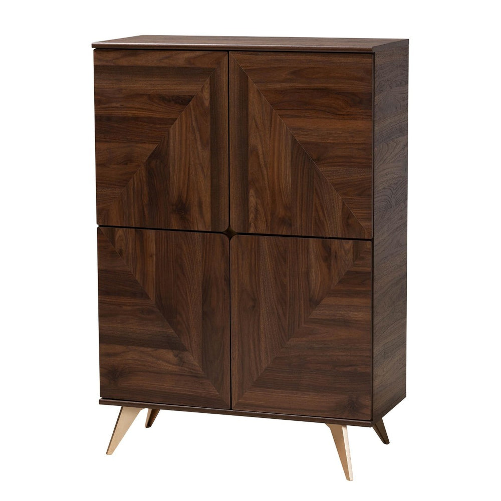 Baxton Studio Baxton Graceland Mid-Century Walnut Wood Shoe Cabinet with 18-Pair Storage and Stylish Design LV45SC4515WI-CLB-Shoe Cabinet