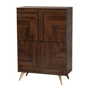 Baxton Studio Baxton Graceland Mid-Century Walnut Wood Shoe Cabinet with 18-Pair Storage and Stylish Design LV45SC4515WI-CLB-Shoe Cabinet